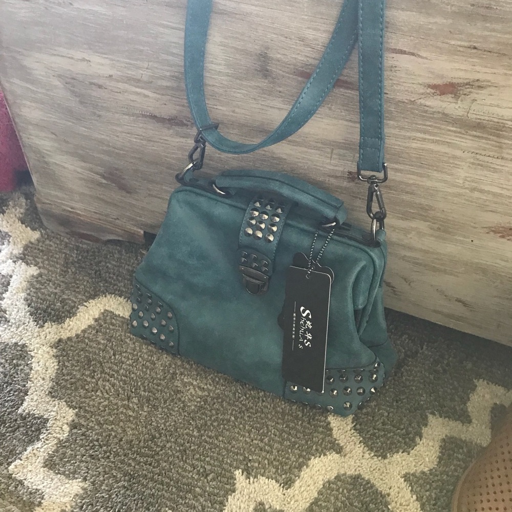 Rand new blue studded purse